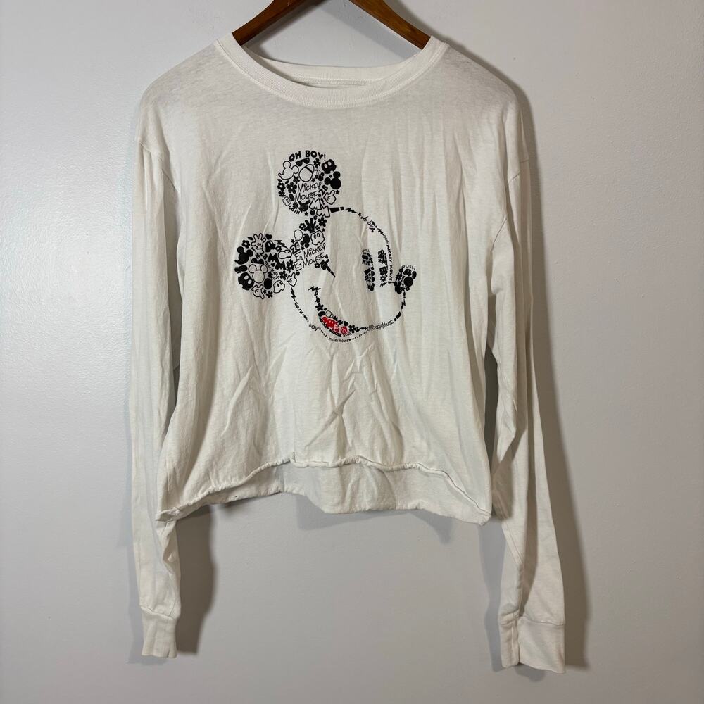 Disney Mickey Mouse Women's XL White Lightweight Long Sleeve 100% Cotton